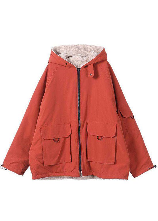Tansy | Orange Zippered-Pocket Women's Winter Parka for Winter