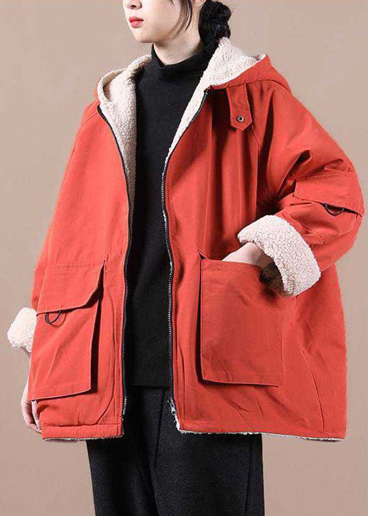 Tansy | Orange Zippered-Pocket Women's Winter Parka for Winter