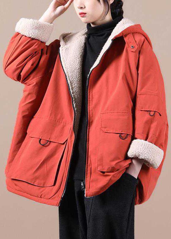 Tansy | Orange Zippered-Pocket Women's Winter Parka for Winter