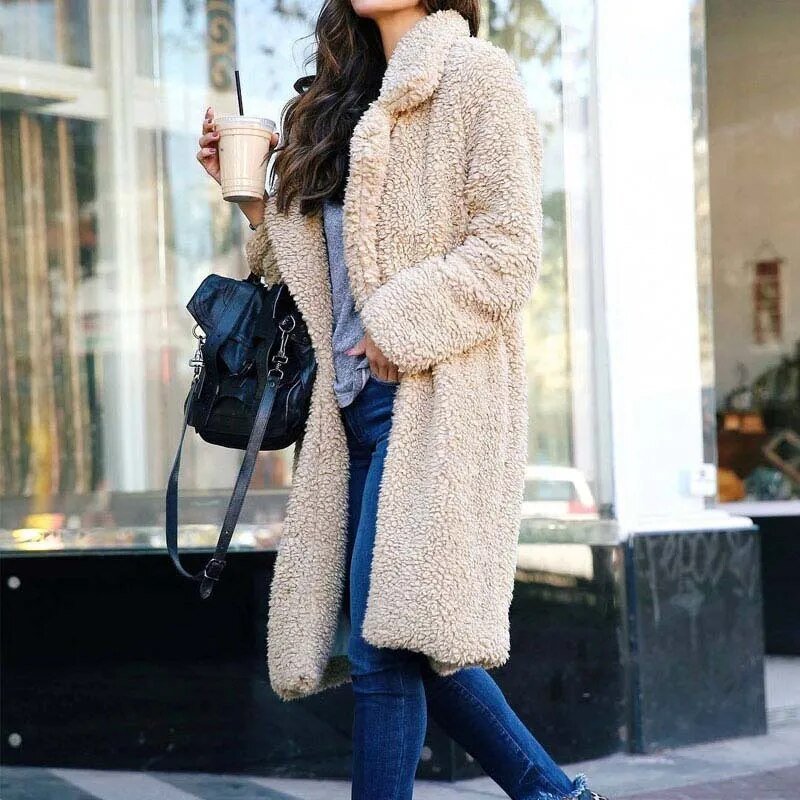 Malvioni | Soft Long Teddy Women's Coat for Winter