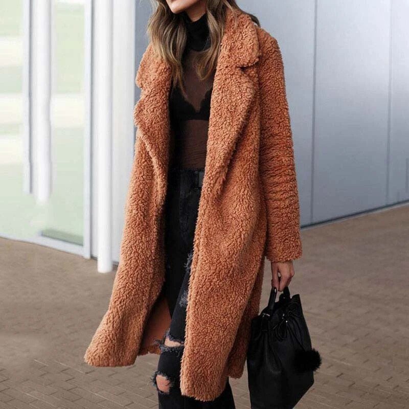 Malvioni | Soft Long Teddy Women's Coat for Winter
