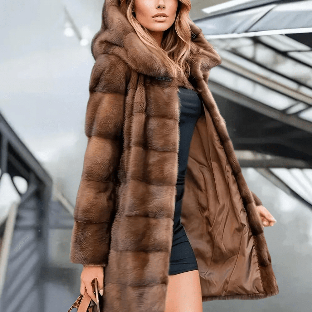 Nieve | Faux Fur Hooded Women's Trench Coat for Winter