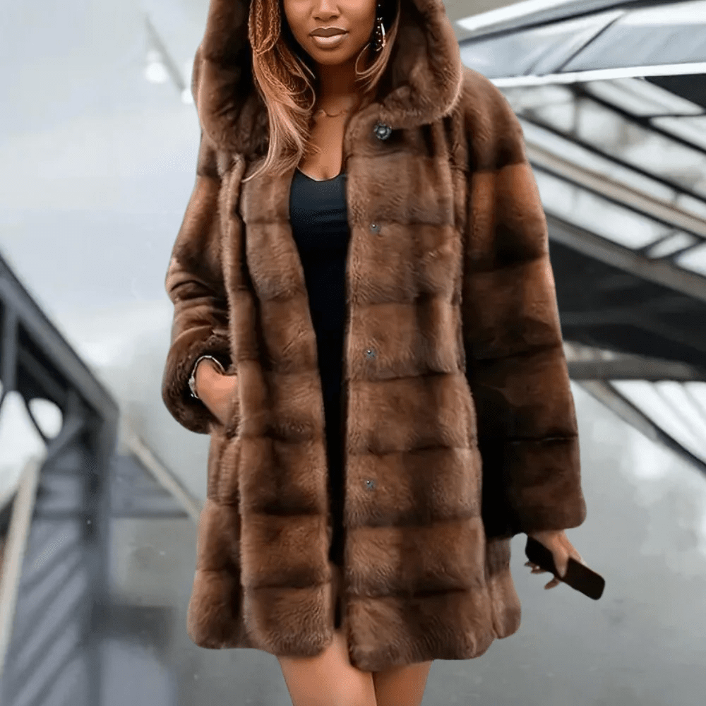 Nieve | Faux Fur Hooded Women's Trench Coat for Winter