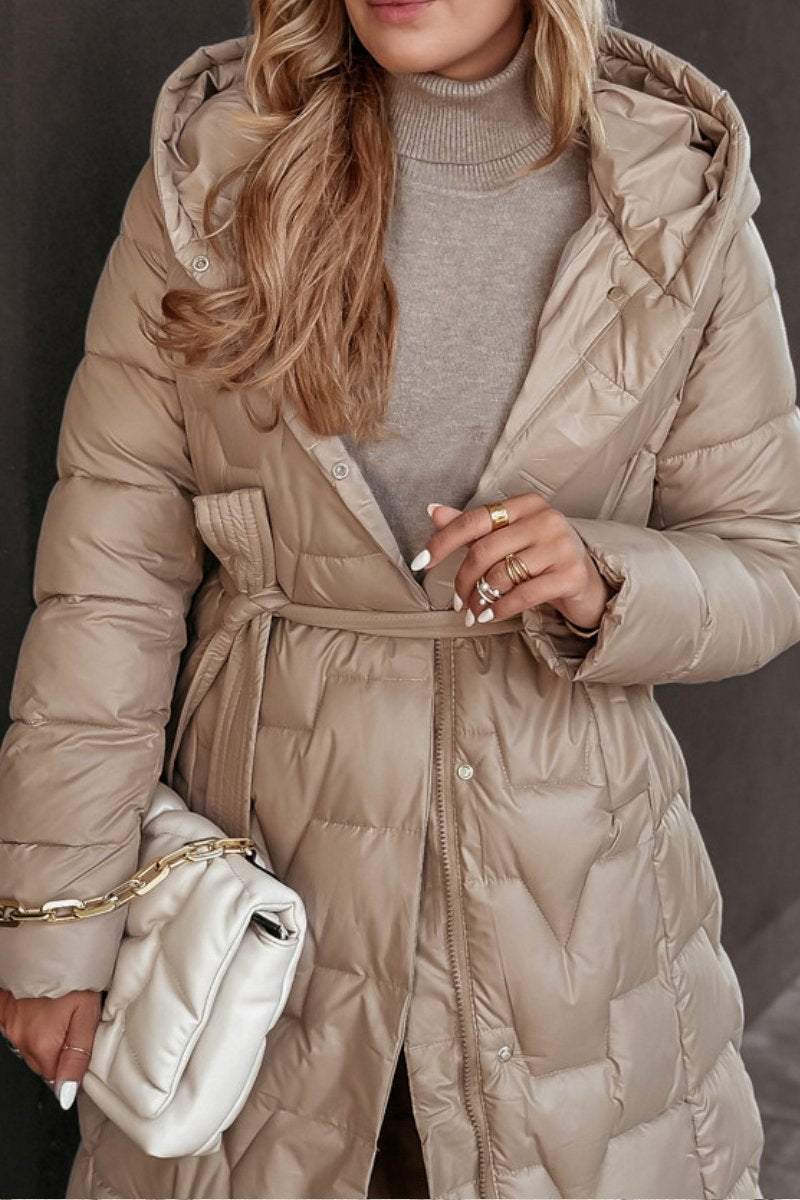 Gwyneira | Padded Mid-Length Hooded Women's Winter Coat for Cold-Weather