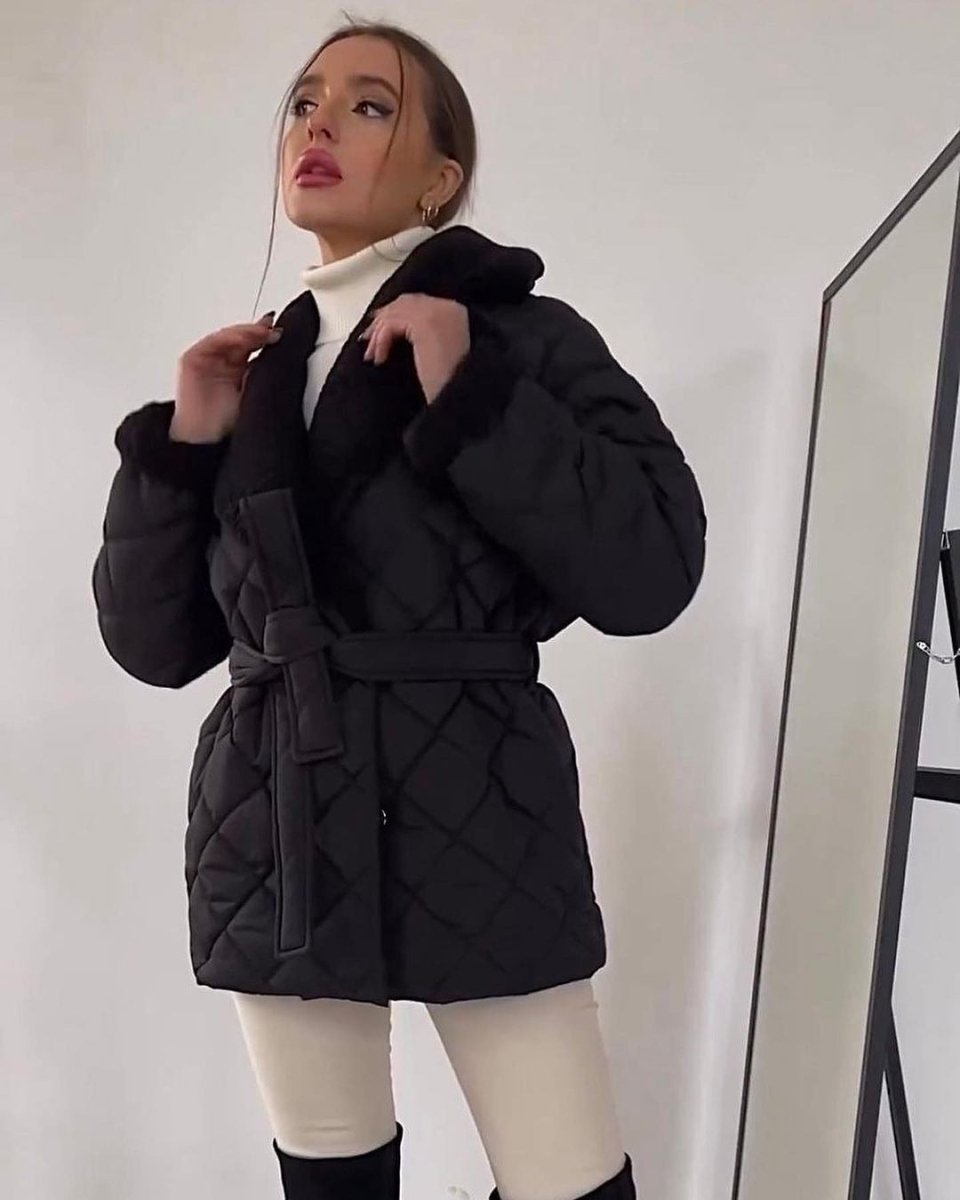 Norvia | Lapel Waist-Belt Women's Winter Coat for Cold-Weather