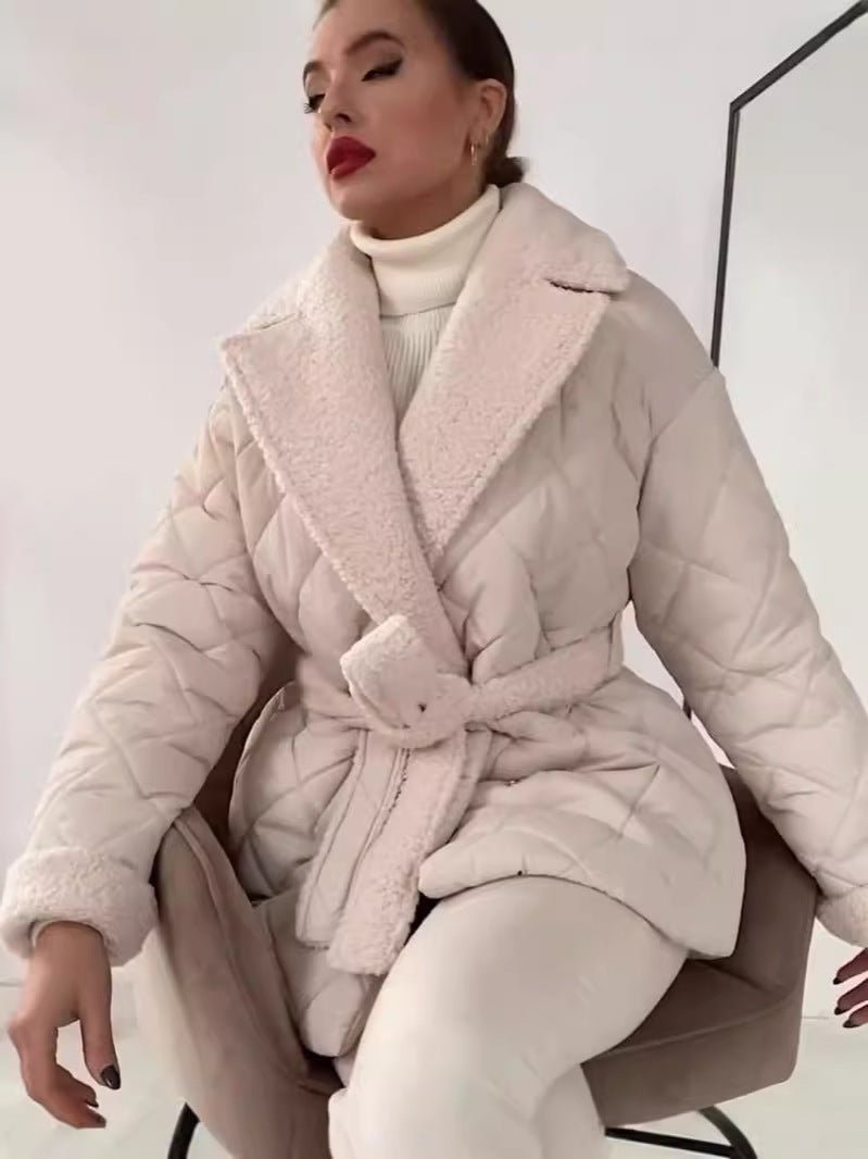 Norvia | Lapel Waist-Belt Women's Winter Coat for Cold-Weather