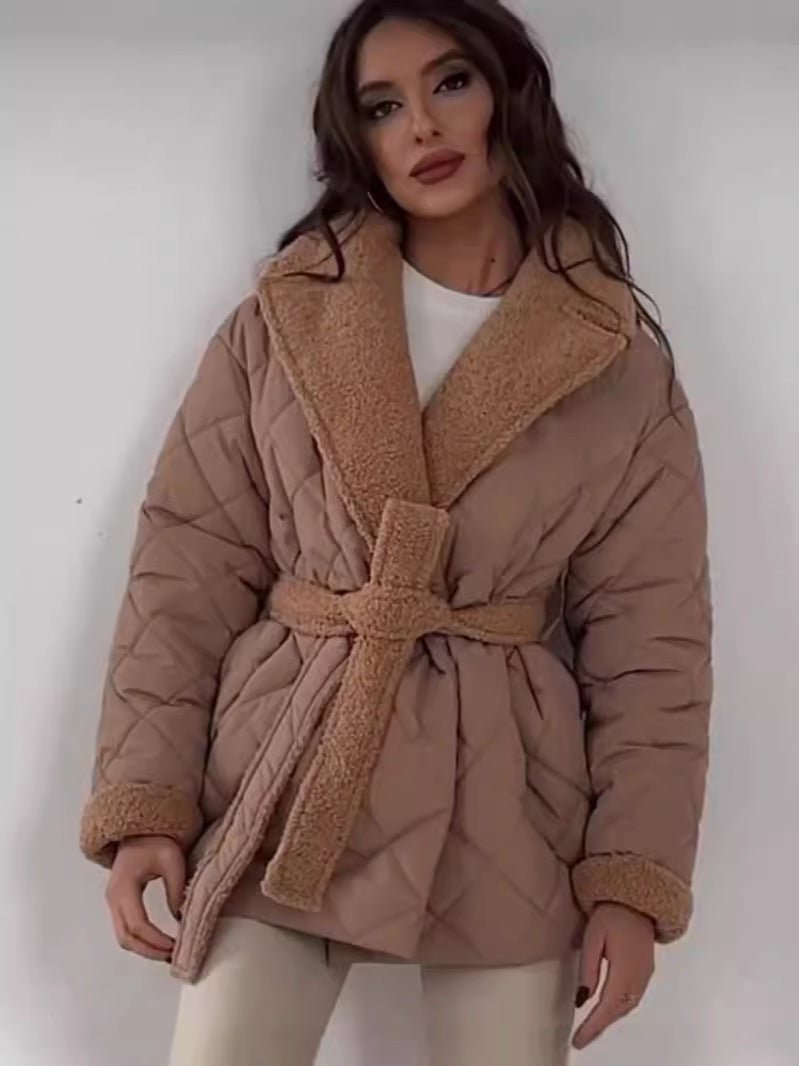 Norvia | Lapel Waist-Belt Women's Winter Coat for Cold-Weather