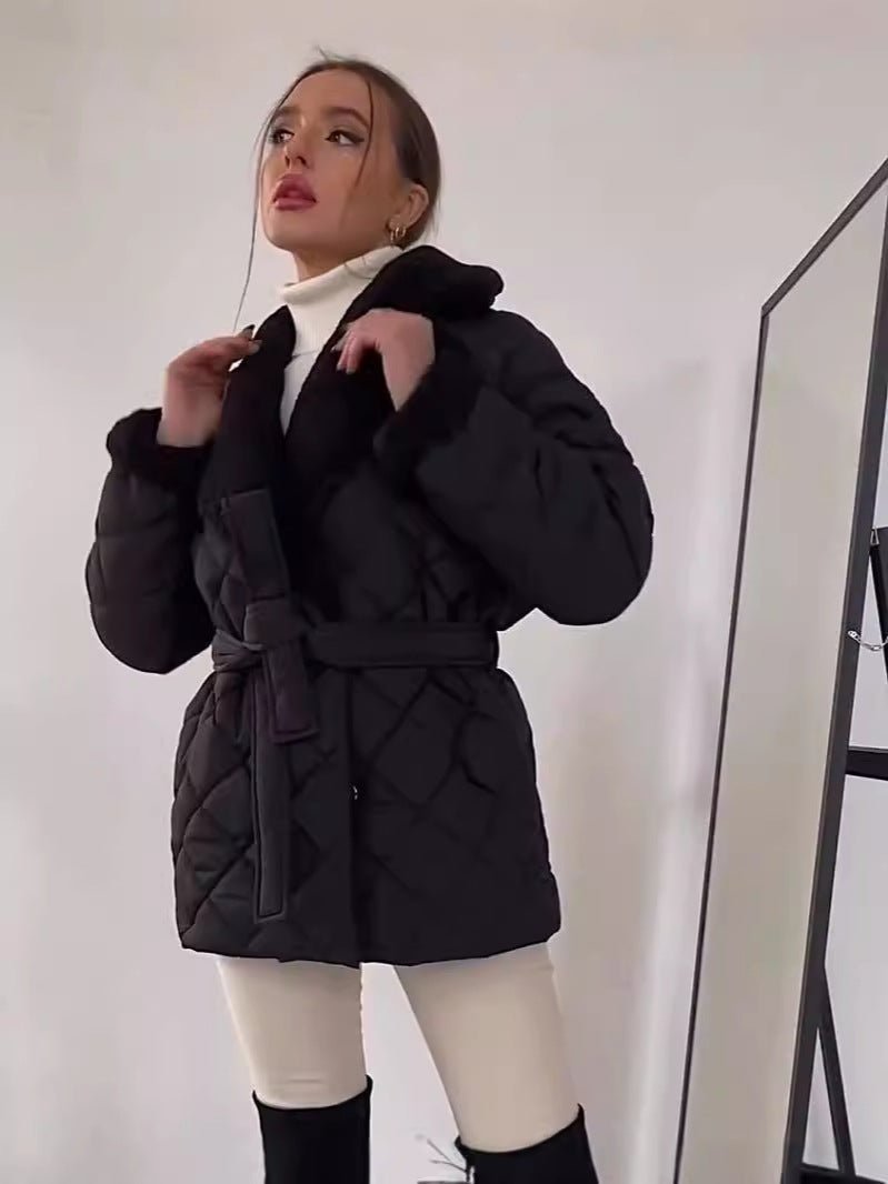 Norvia | Lapel Waist-Belt Women's Winter Coat for Cold-Weather