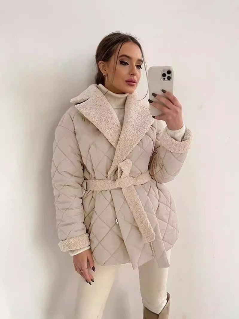 Norvia | Lapel Waist-Belt Women's Winter Coat for Cold-Weather