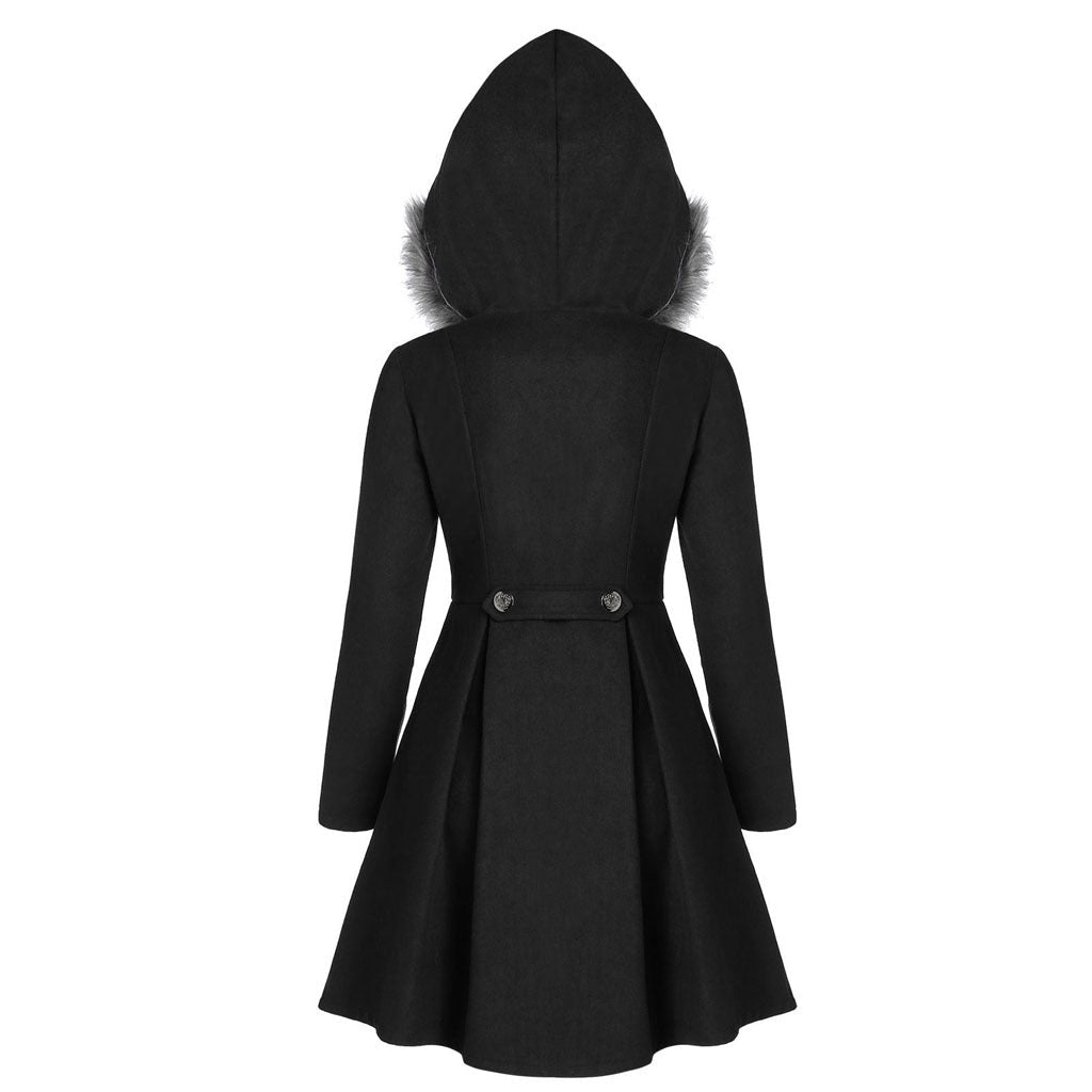 Haldis | Double-Breasted Fur-Hood Women's Coat for Winter