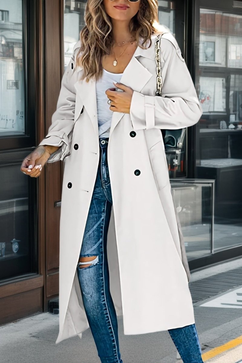 Nessandra | Belted Double-Breasted Women's Trench Coat for Fall