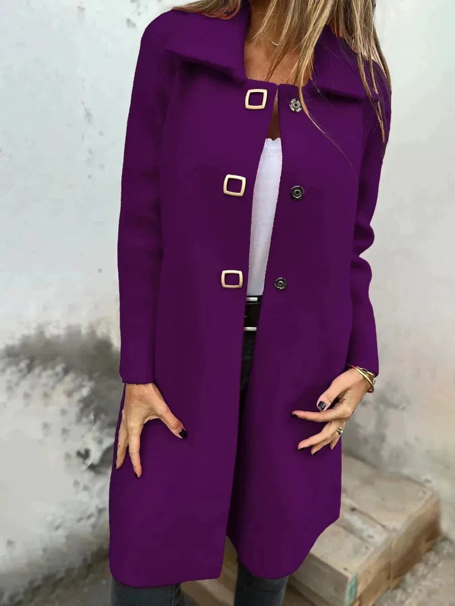 Maelis | Tailored Wide-Lapel Women's Wool Coat for Winter