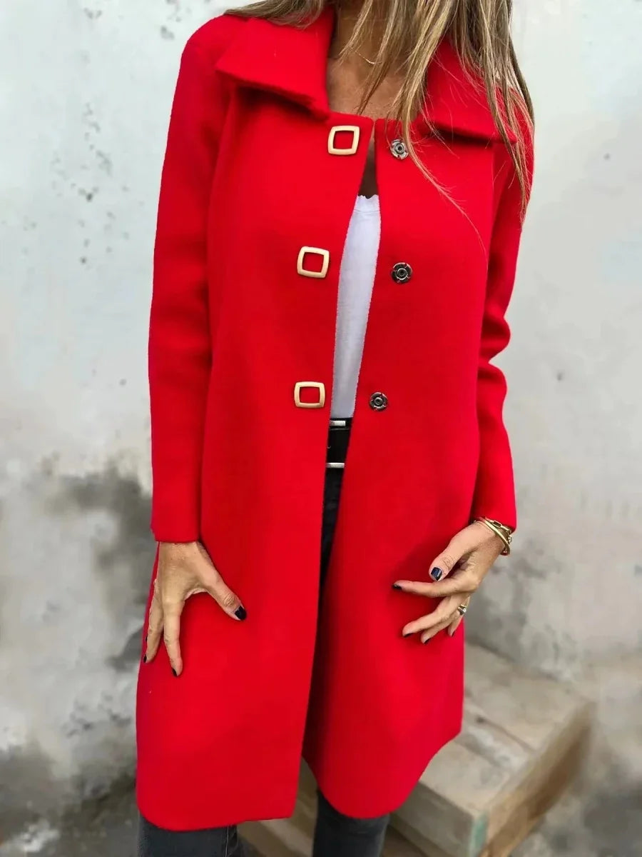 Maelis | Tailored Wide-Lapel Women's Wool Coat for Winter