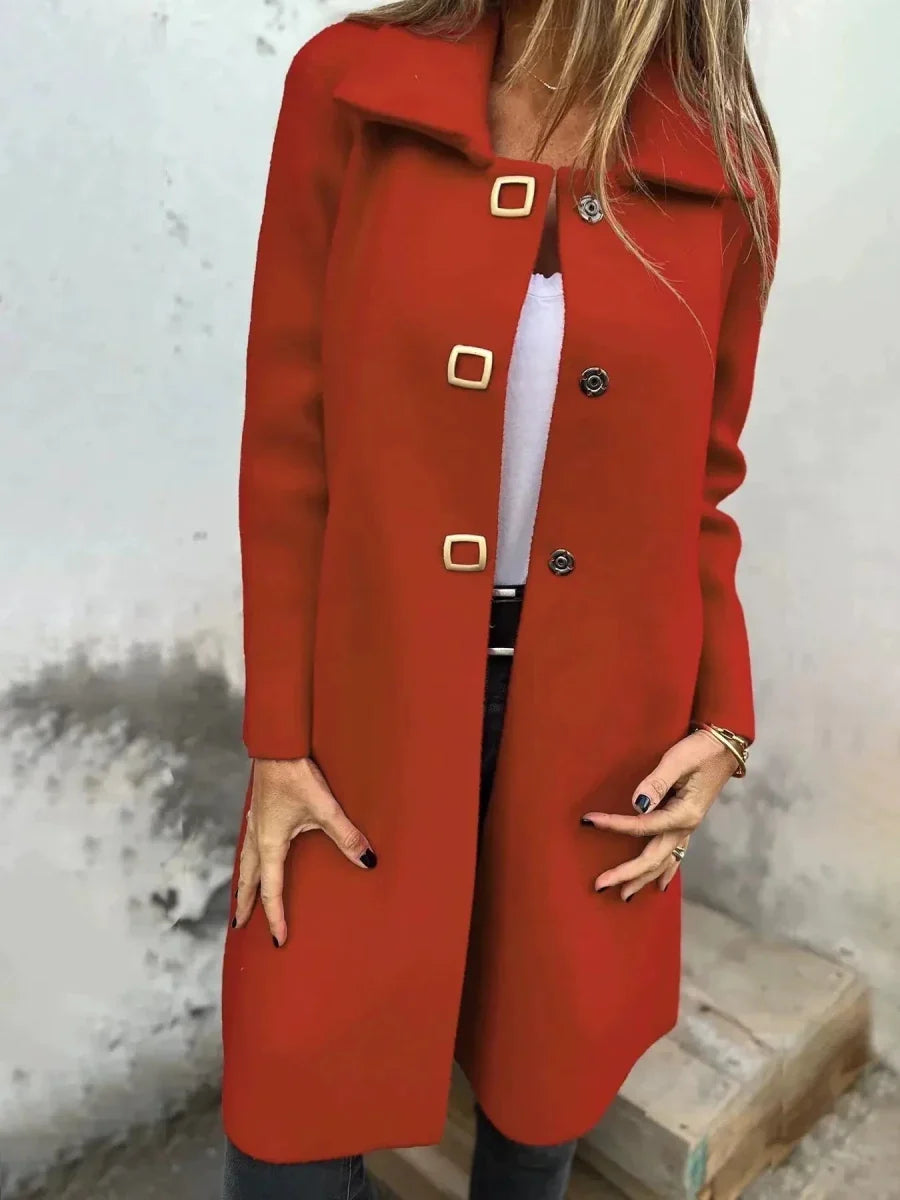 Maelis | Tailored Wide-Lapel Women's Wool Coat for Winter