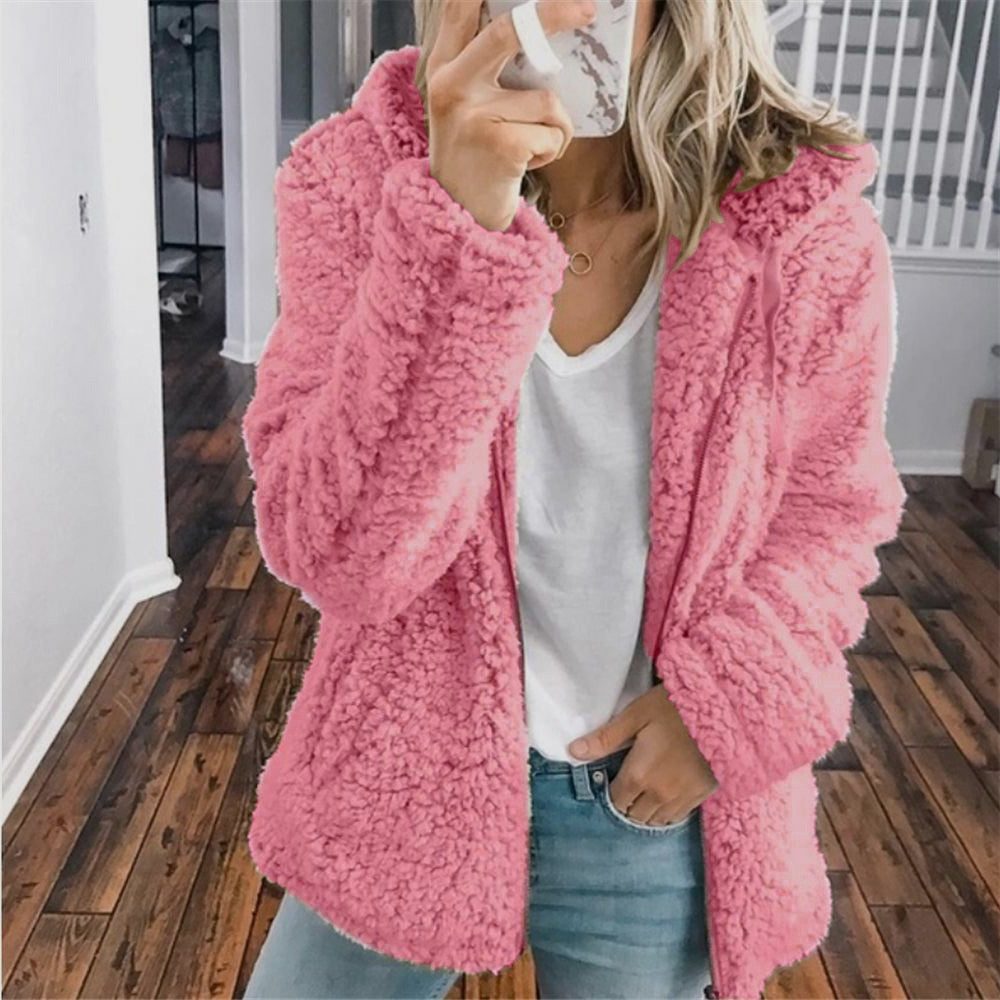 Maelis | Oversized Hooded Textured Fleece Jacket for Winter