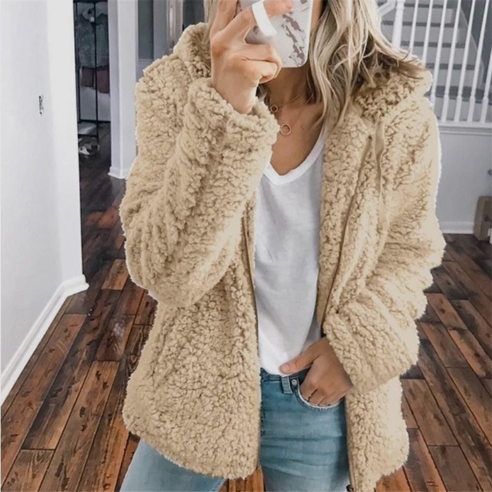 Maelis | Oversized Hooded Textured Fleece Jacket for Winter