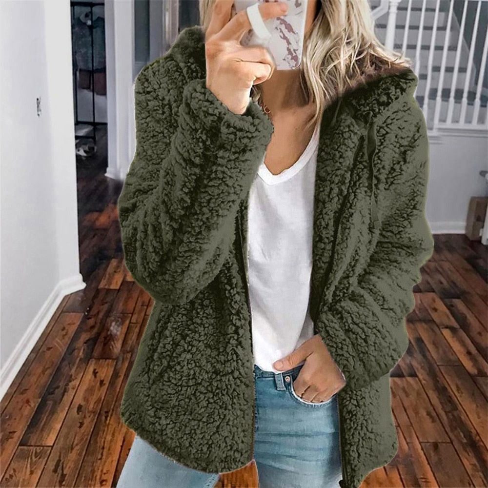 Maelis | Oversized Hooded Textured Fleece Jacket for Winter