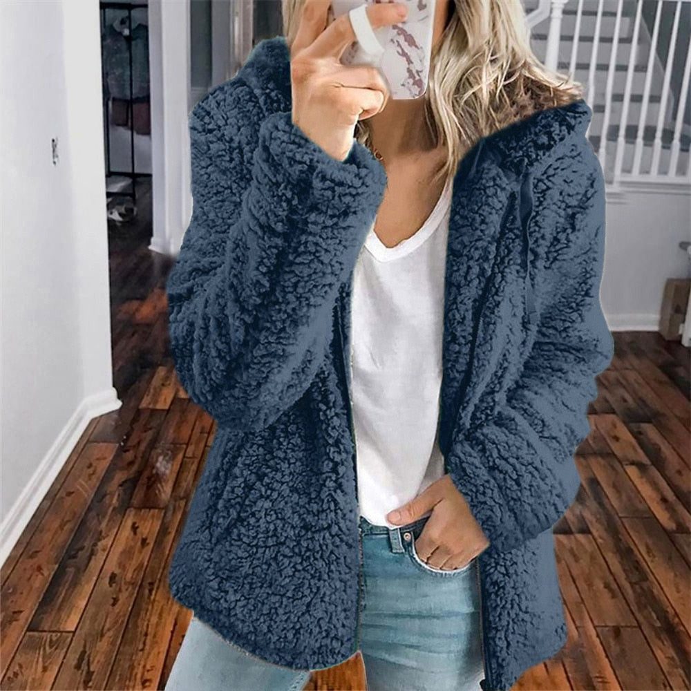 Maelis | Oversized Hooded Textured Fleece Jacket for Winter