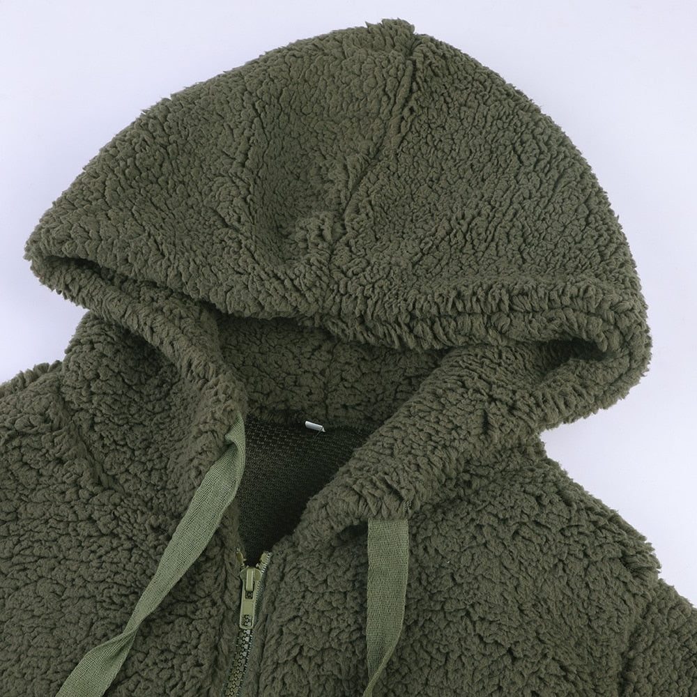 Maelis | Oversized Hooded Textured Fleece Jacket for Winter