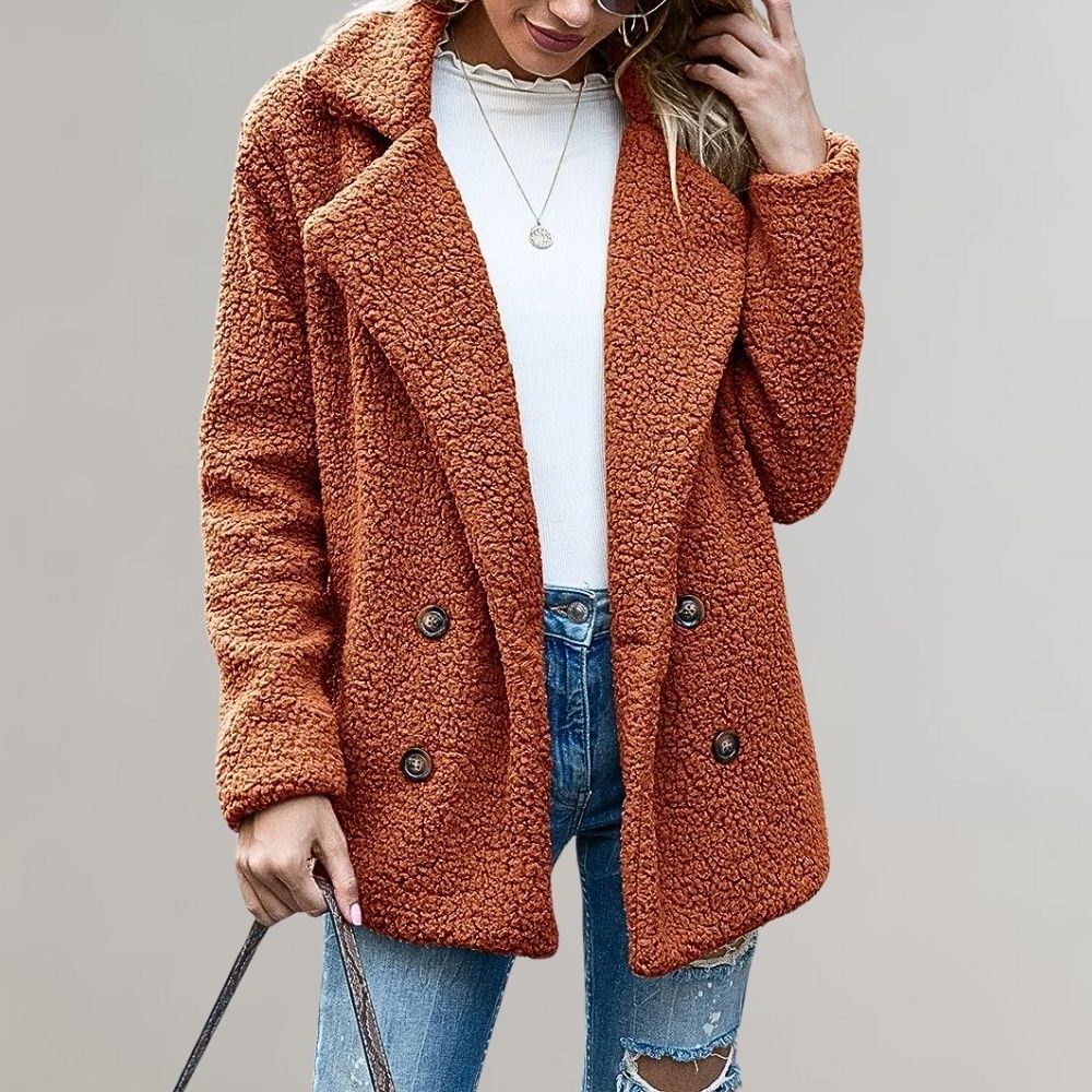 Aveline | Textured Relaxed-Fit Double-Breasted Blazer for Winter