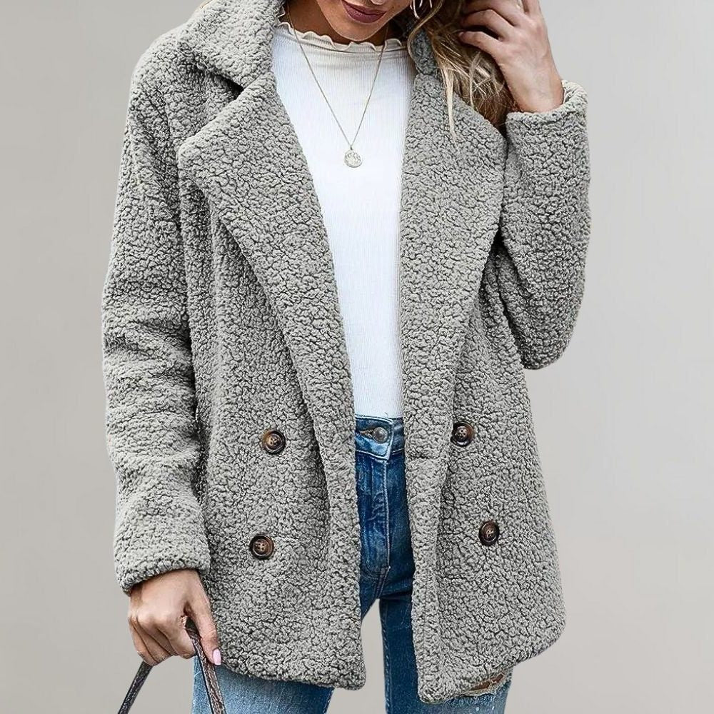 Aveline | Textured Relaxed-Fit Double-Breasted Blazer for Winter