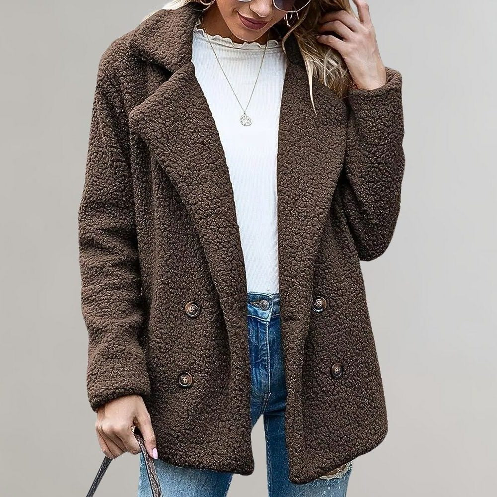 Aveline | Textured Relaxed-Fit Double-Breasted Blazer for Winter