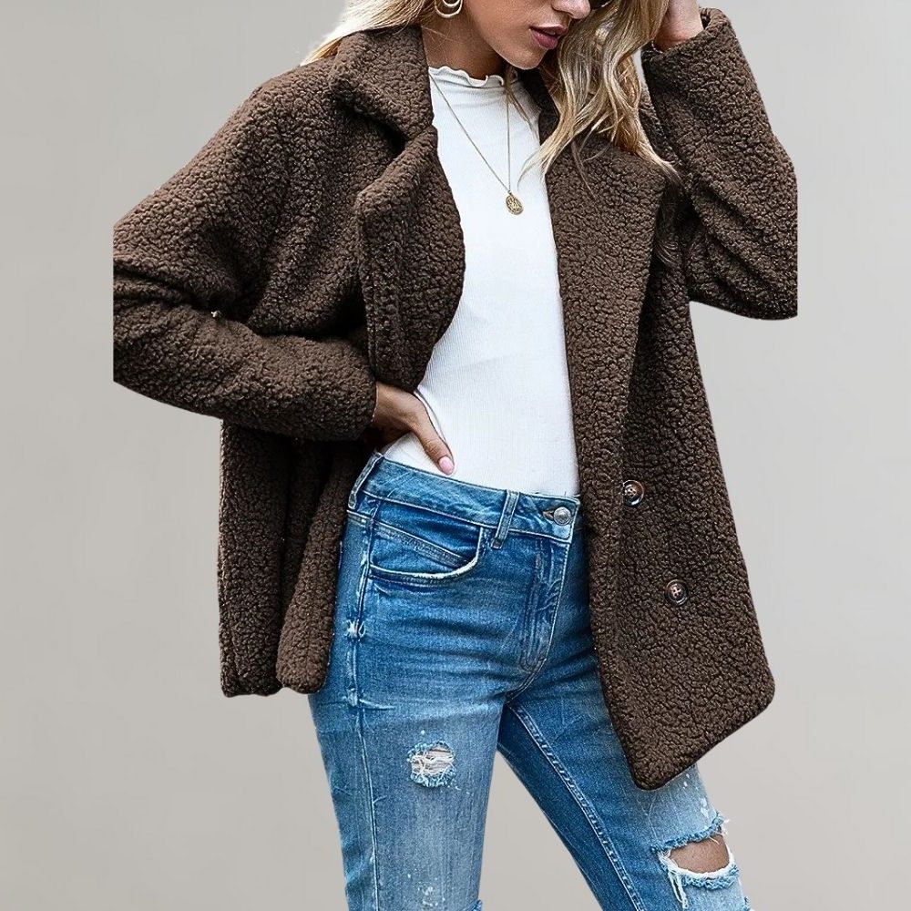 Aveline | Textured Relaxed-Fit Double-Breasted Blazer for Winter