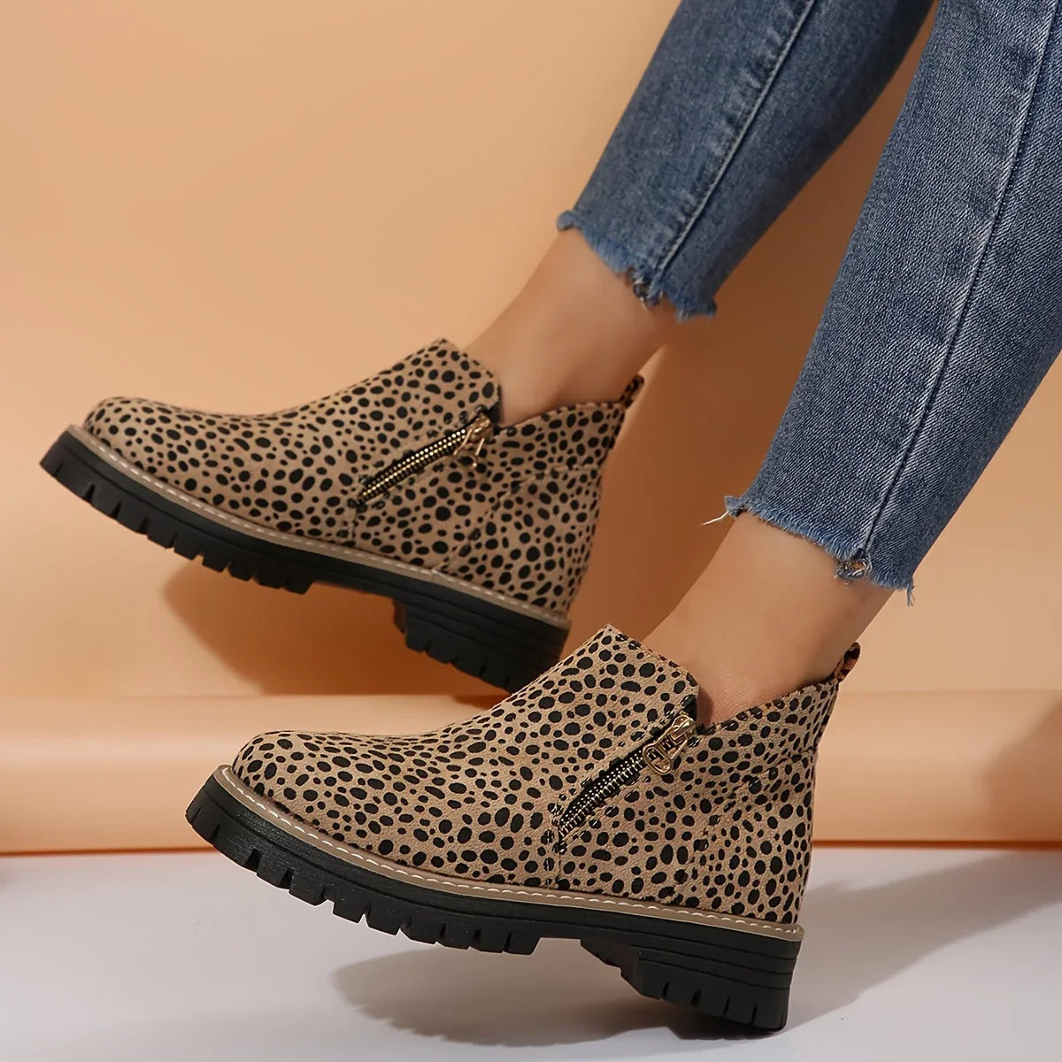 Willa | Chic Leopard Suede Ankle Boots