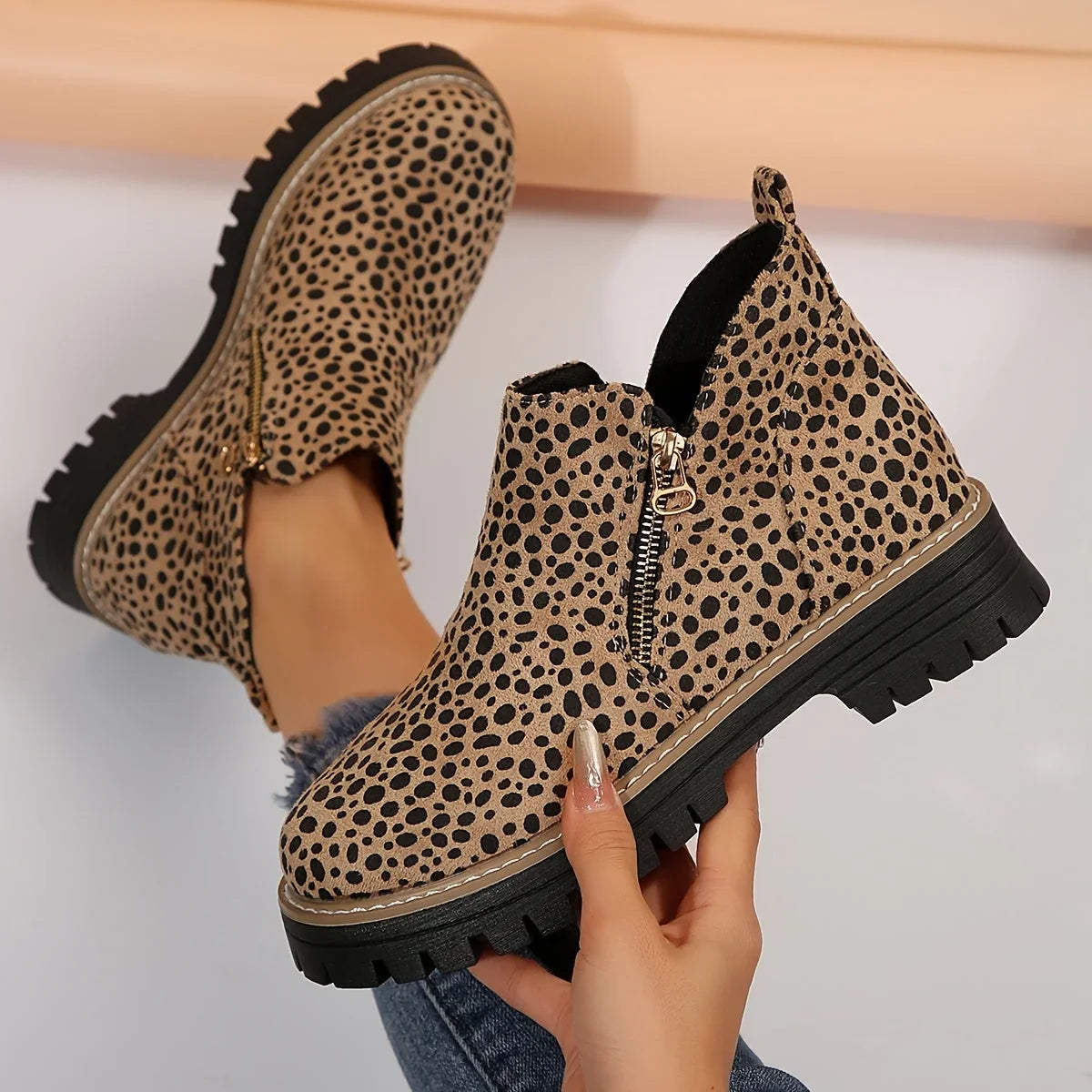 Willa | Chic Leopard Suede Ankle Boots