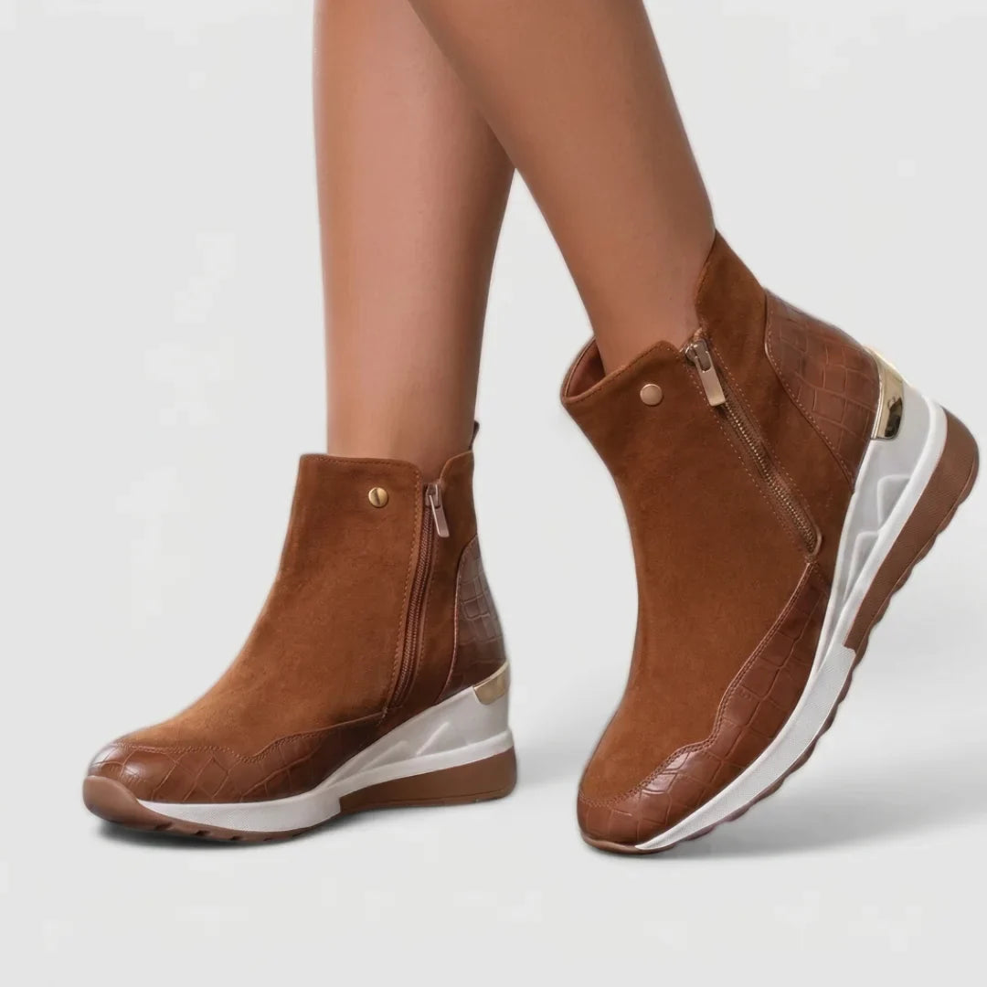 Zora | Chic Croc-Embossed Ankle Boots