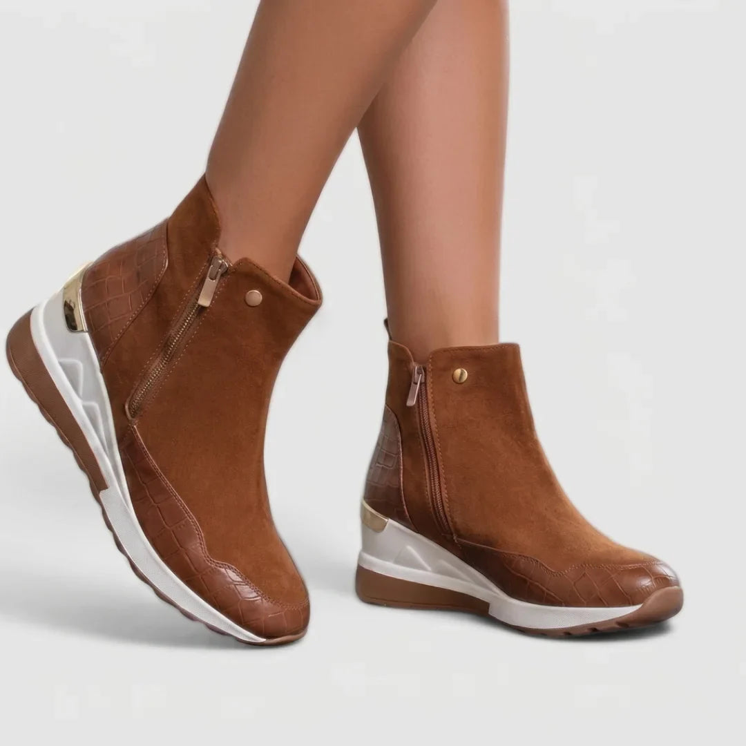 Zora | Chic Croc-Embossed Ankle Boots