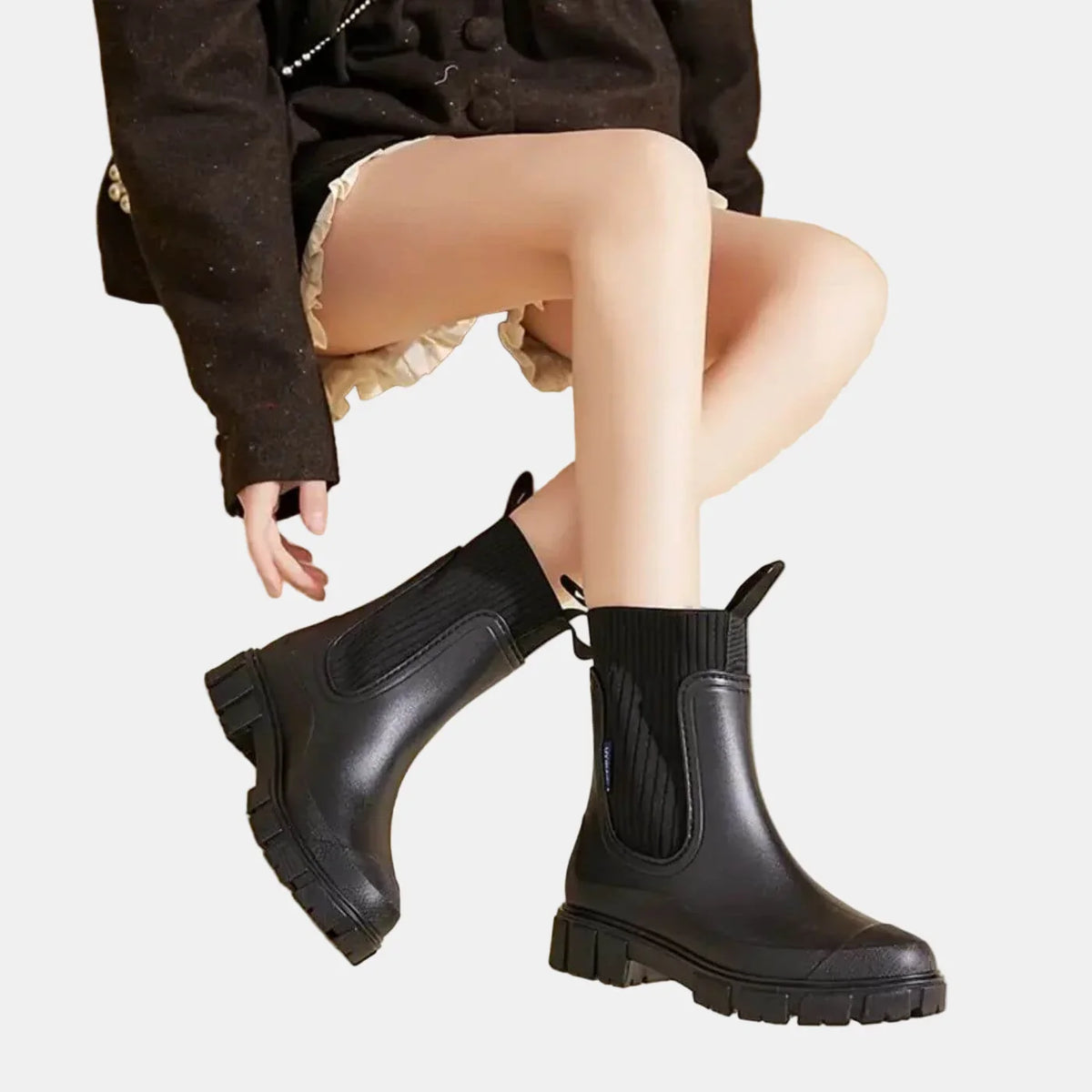 Faye | Cosy Ribbed Cuff Ankle Boots