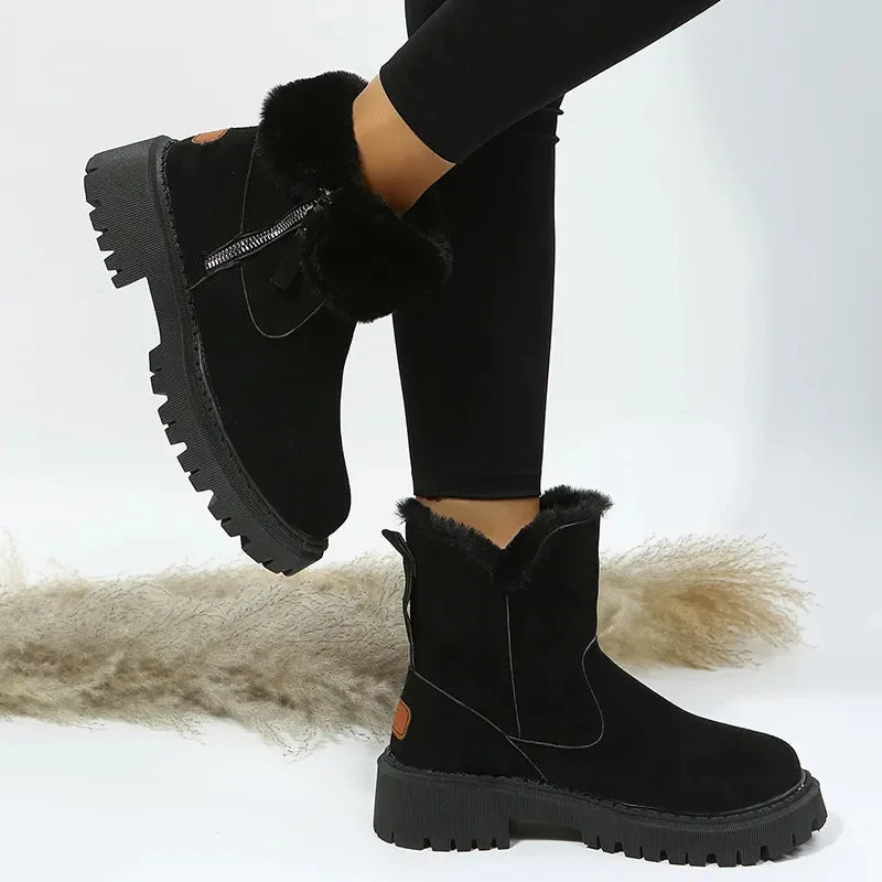 Ida | Warm Faux Fur Trim Ankle Boots