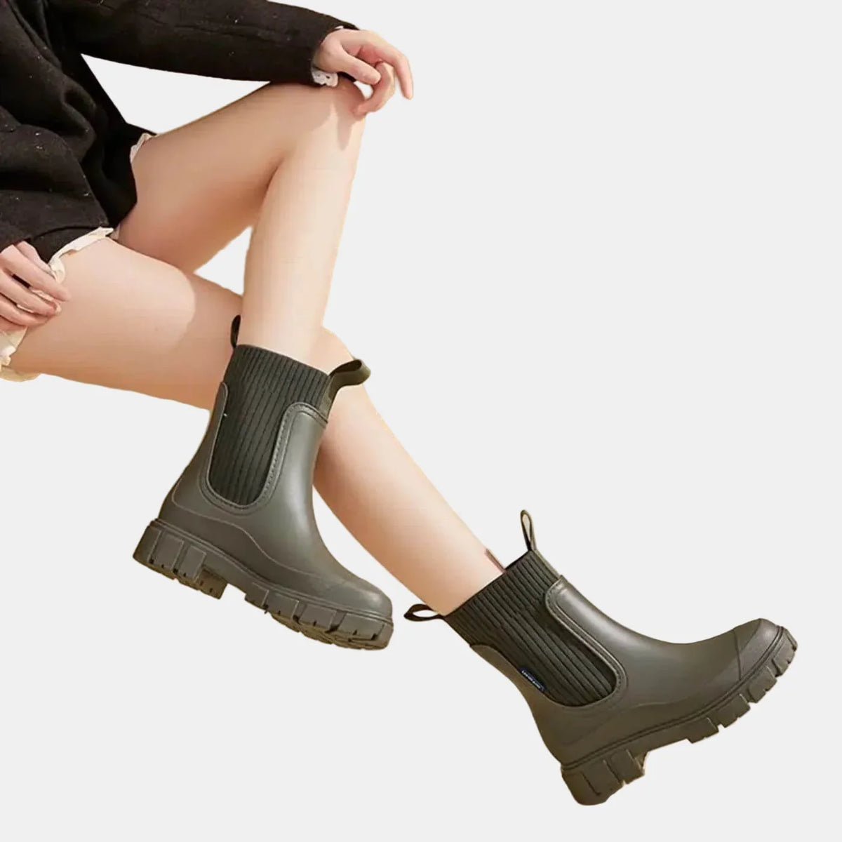 Faye | Cosy Ribbed Cuff Ankle Boots