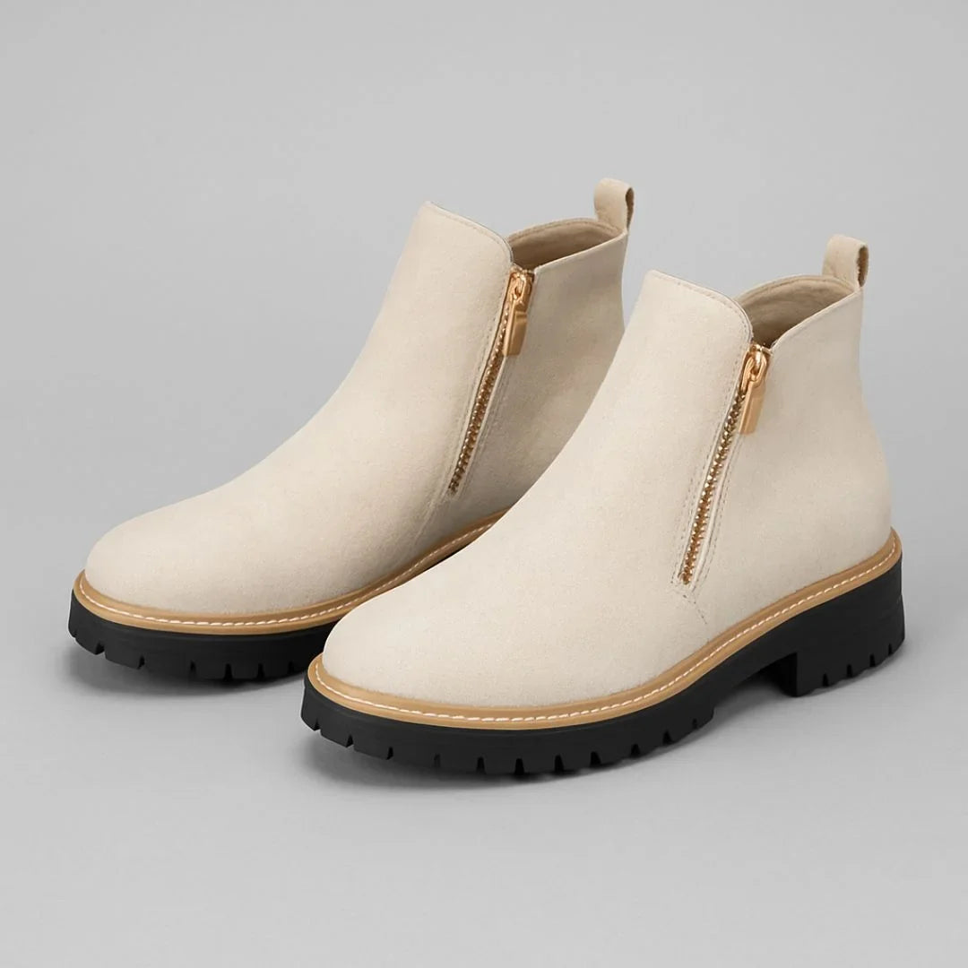 Josie | Chic Gold-Zip Ankle Boots