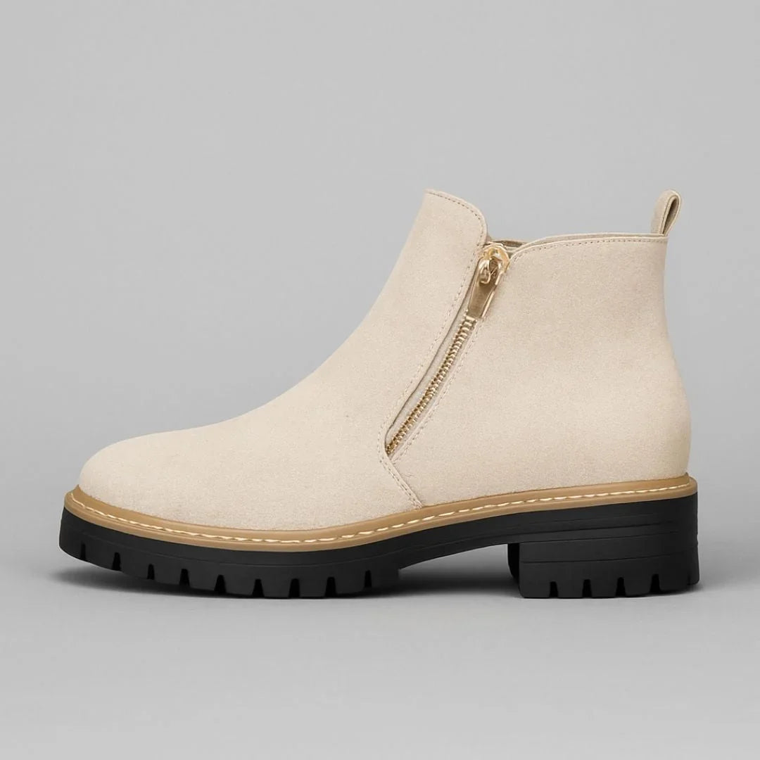 Josie | Chic Gold-Zip Ankle Boots