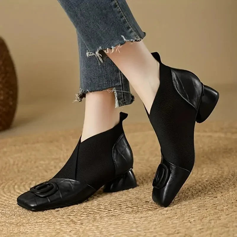 Bettina | Classic Square Toe Ankle Boots