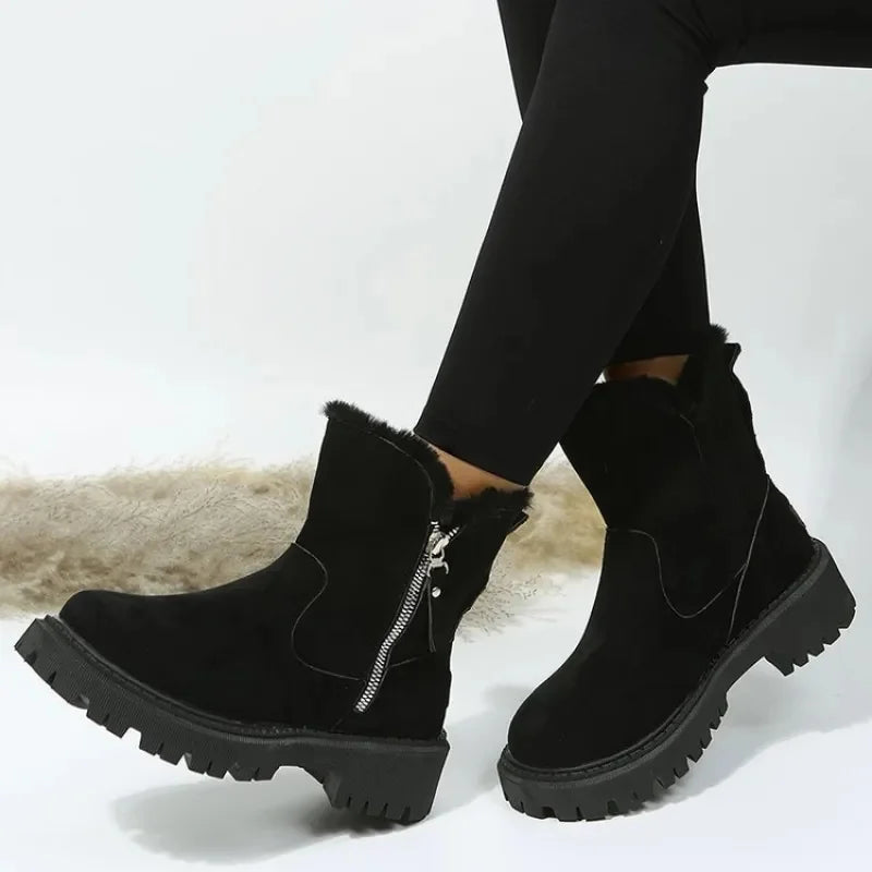 Ida | Warm Faux Fur Trim Ankle Boots