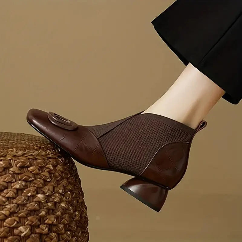 Bettina | Classic Square Toe Ankle Boots