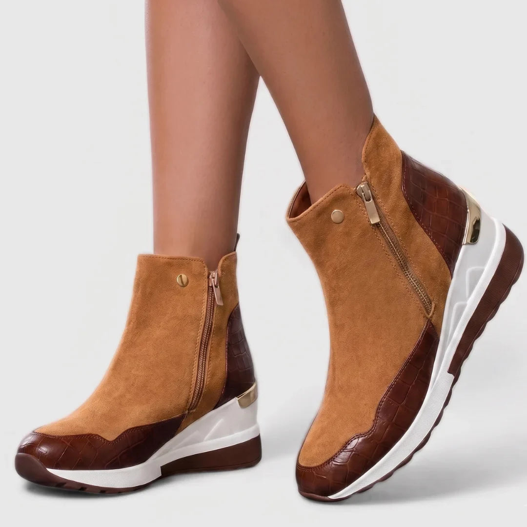 Zora | Chic Croc-Embossed Ankle Boots