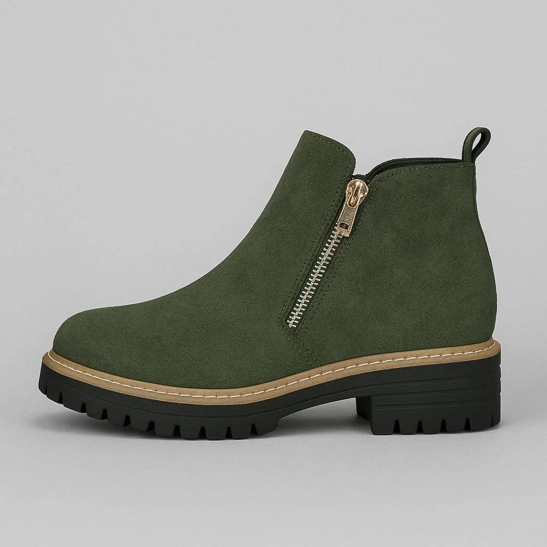 Josie | Chic Gold-Zip Ankle Boots