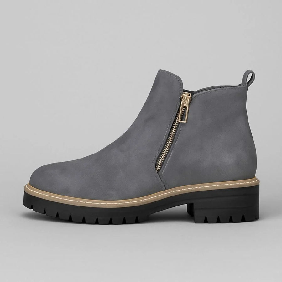 Josie | Chic Gold-Zip Ankle Boots