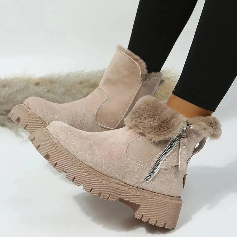 Ida | Warm Faux Fur Trim Ankle Boots