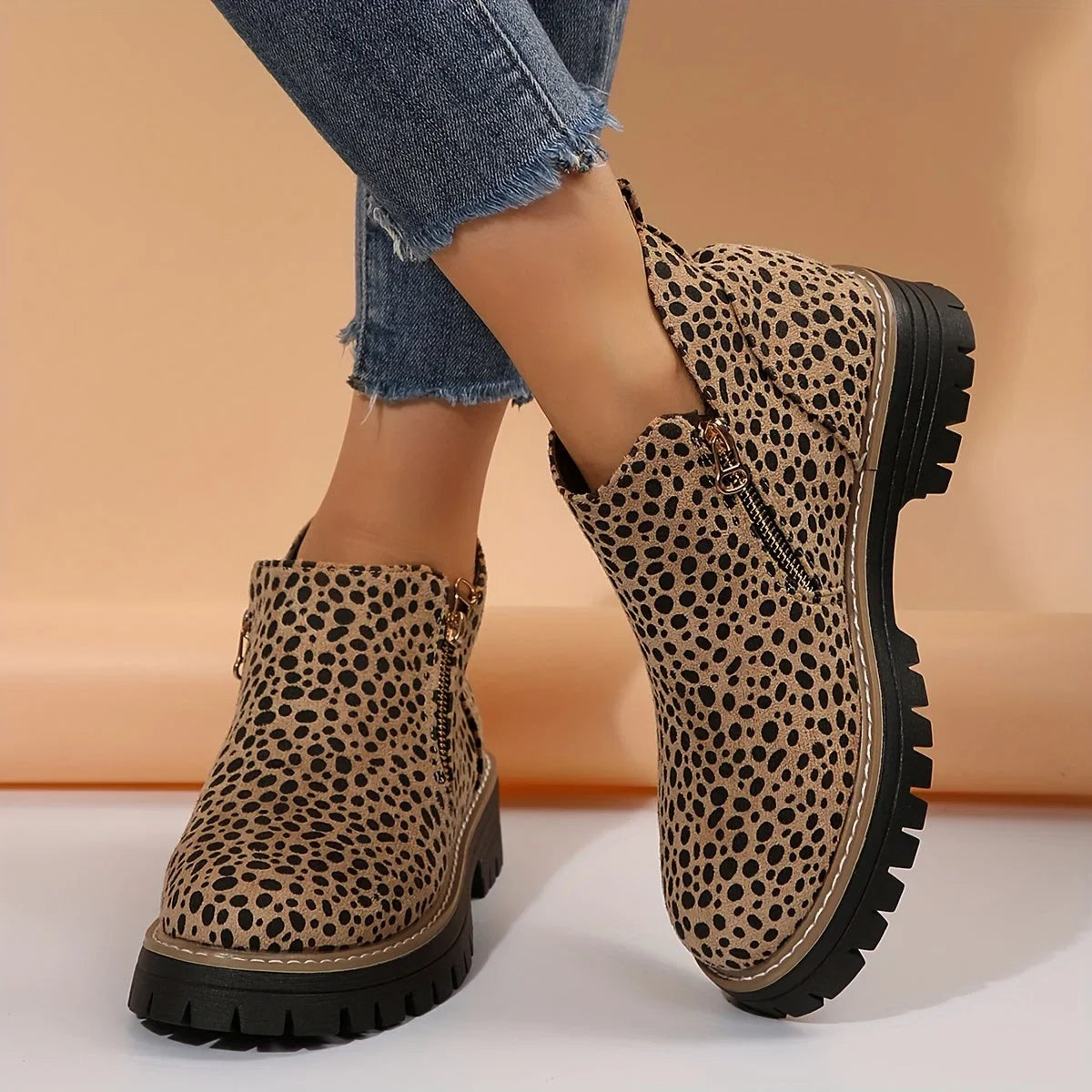 Willa | Chic Leopard Suede Ankle Boots