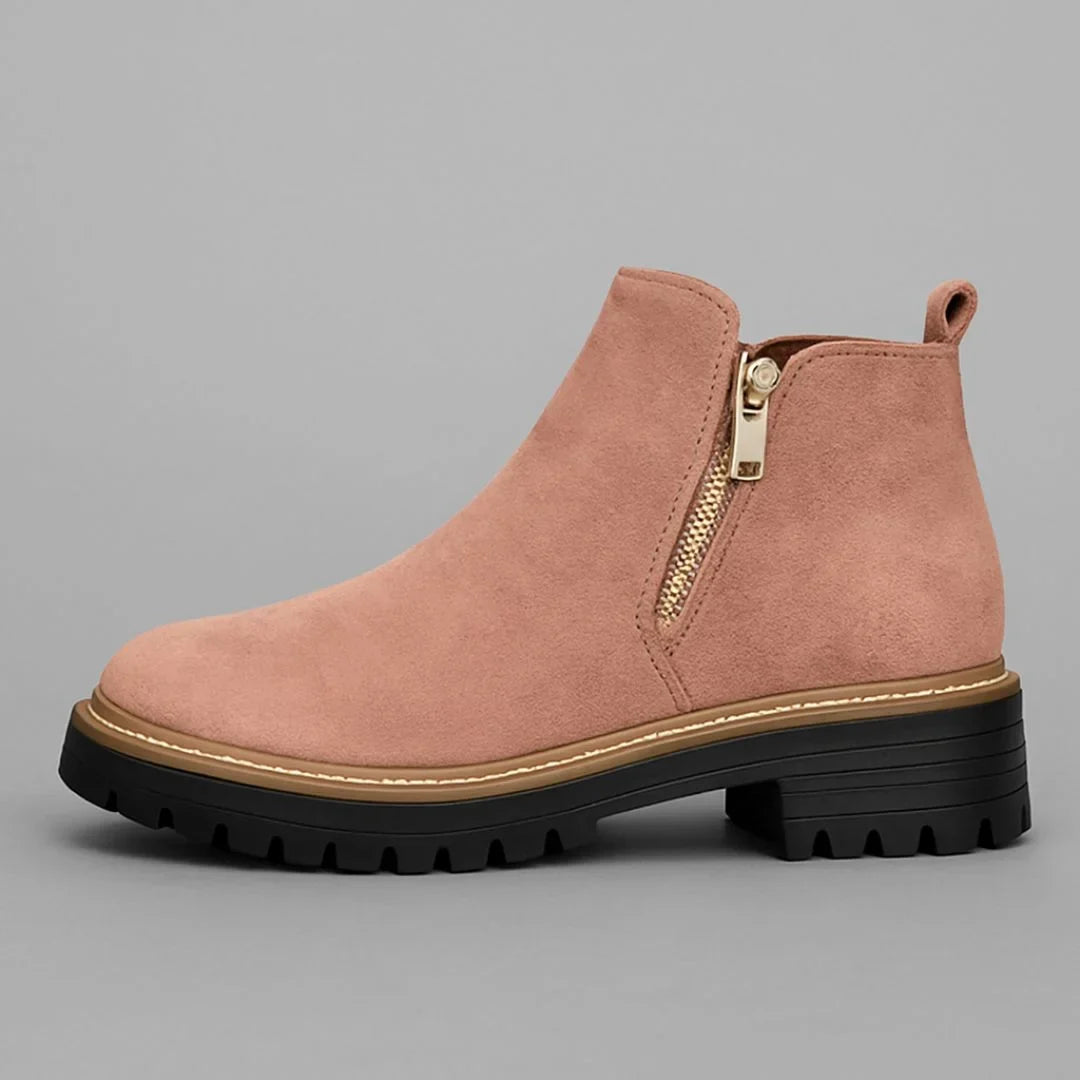 Josie | Chic Gold-Zip Ankle Boots