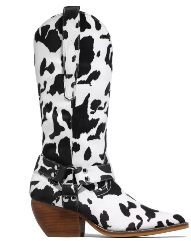 Paloma | Bold Cow-Print Cowboy Boots