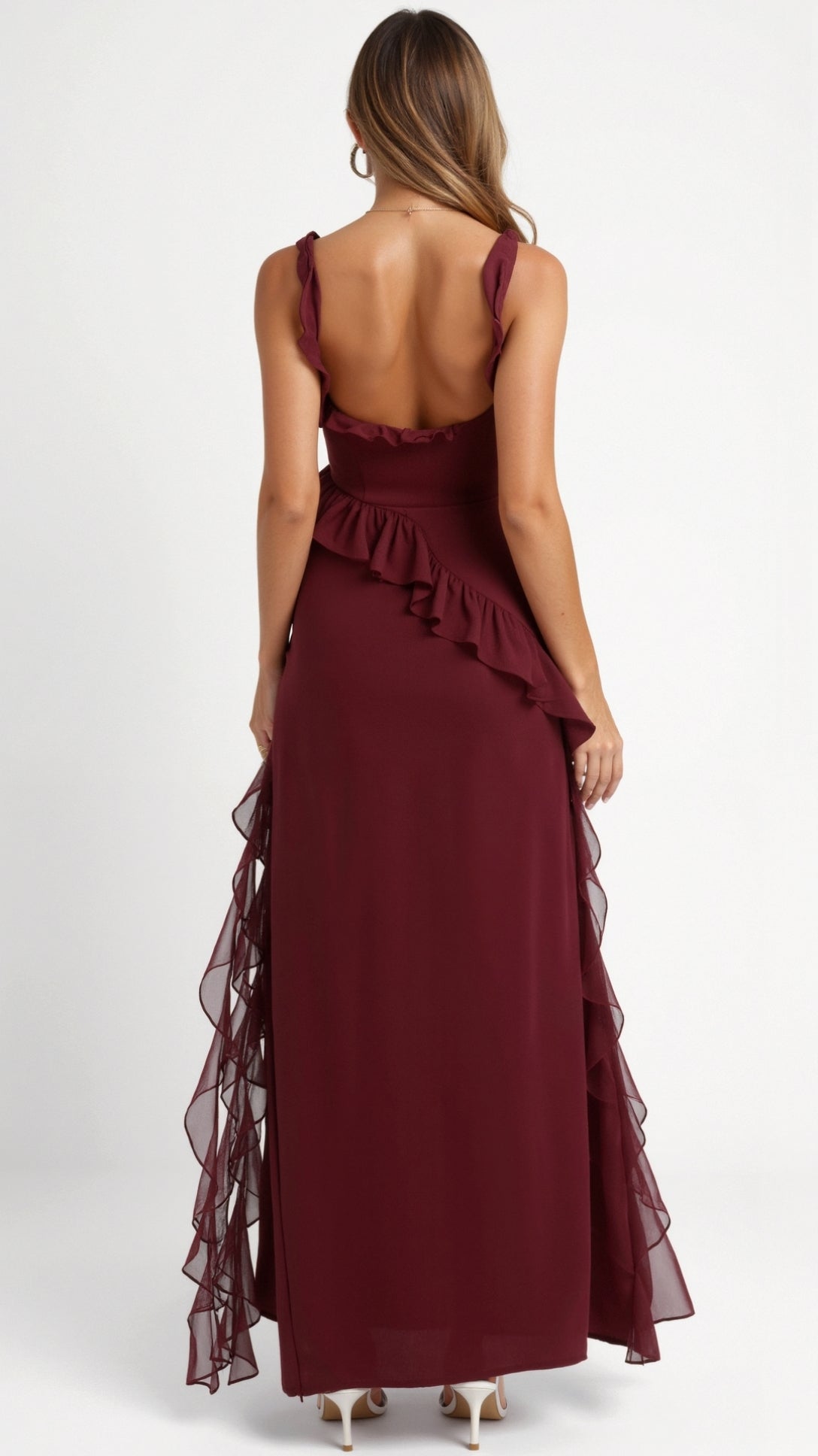 Amara | Ruffle Front-Slit Women's Party Dress