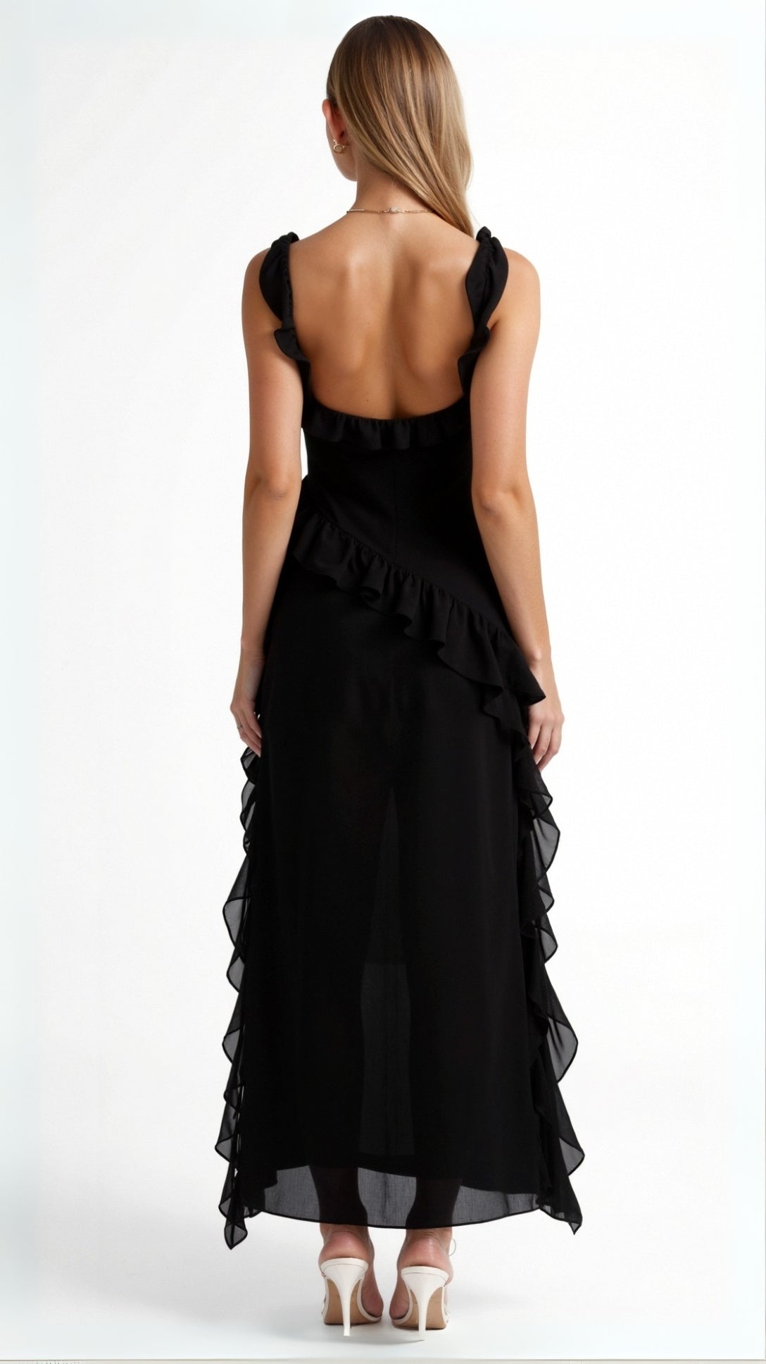 Amara | Ruffle Front-Slit Women's Party Dress