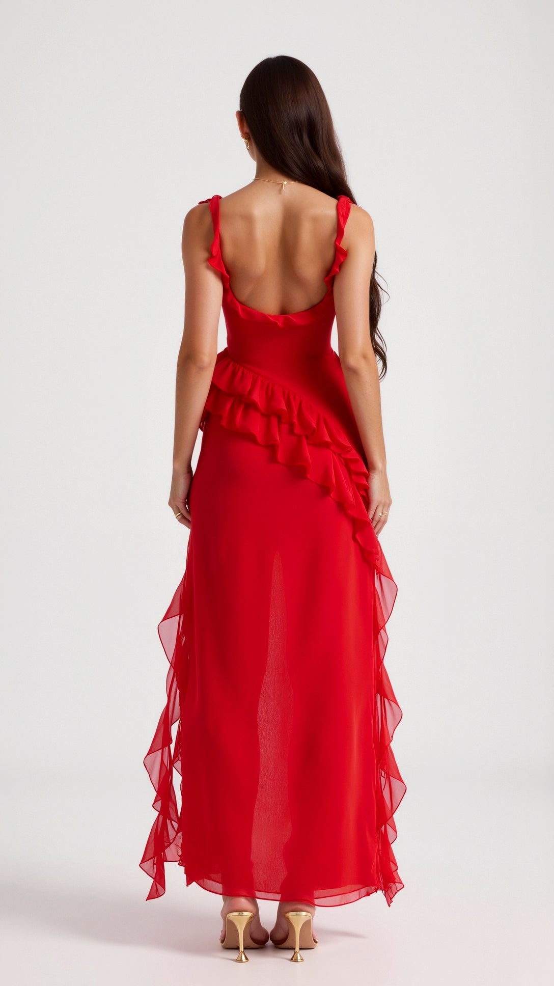 Amara | Ruffle Front-Slit Women's Party Dress