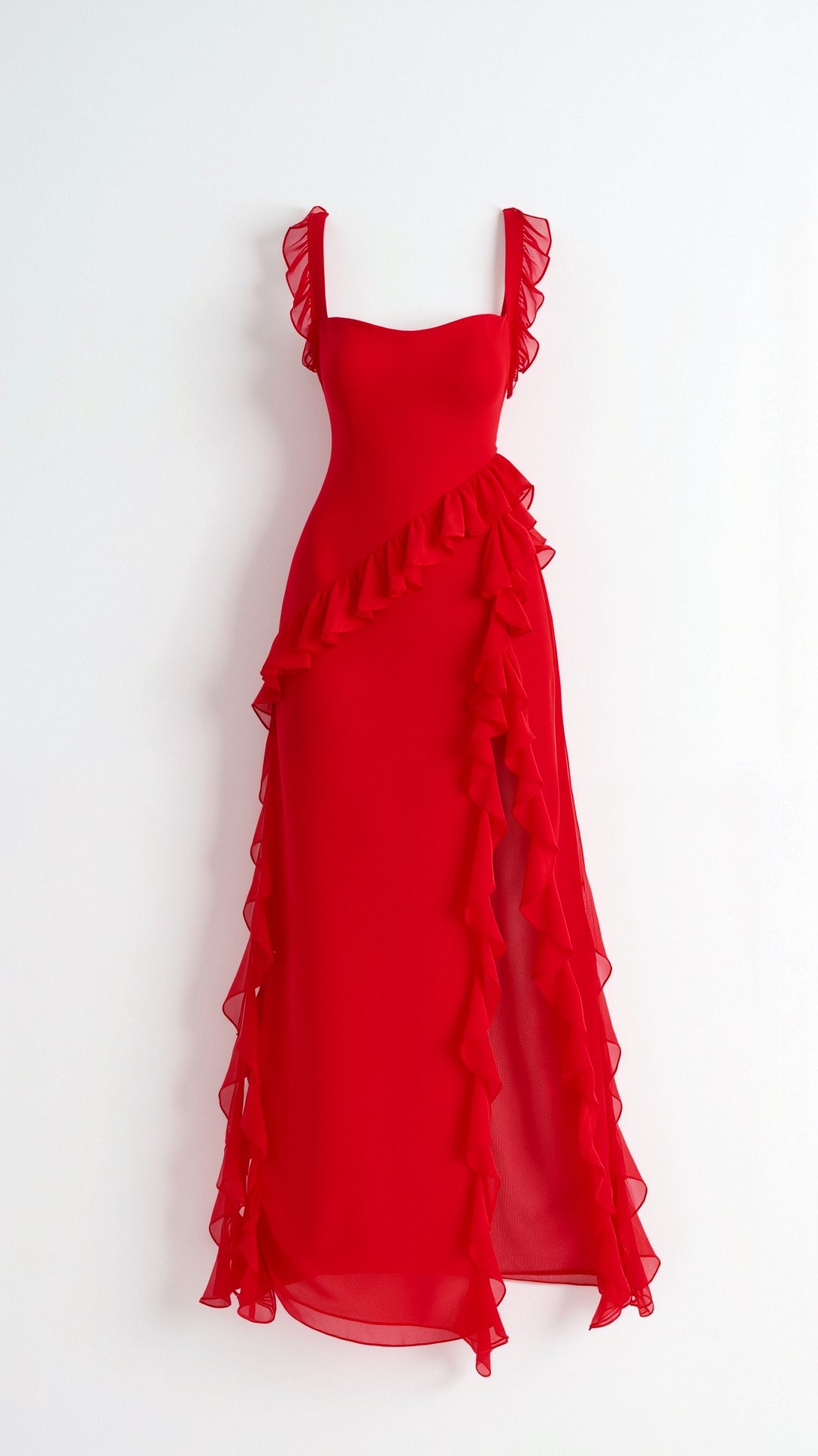Amara | Ruffle Front-Slit Women's Party Dress